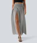 Breezeful™ Jupe Taille Haute Casual Maxi Séchage Rapide Fluide Fente Plissée 2 en 1