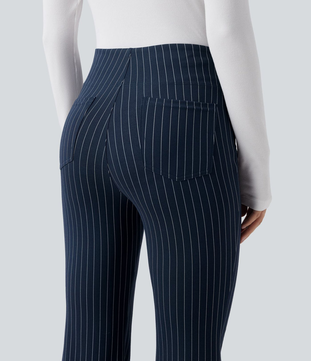 Halara Flex™ Pantalon tailleur évasé à rayures taille haute avec poches