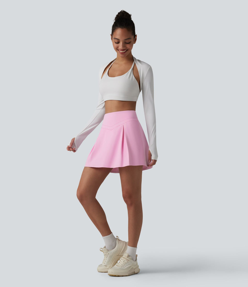 Jupe de sport 2-en-1 SoftlyZero™ Airy, taille mi-haute, effet ventre plat, froncée, avec poches - Protection solaire UPF50+
