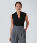 Blouse sans manches col V pour le bureau