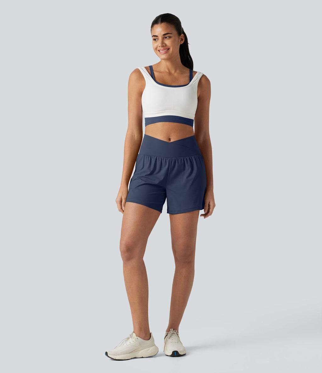 Short de yoga SoftlyZero™ Airy croisé taille haute 2-en-1 effet frais InstantCool 12,5 cm avec poches