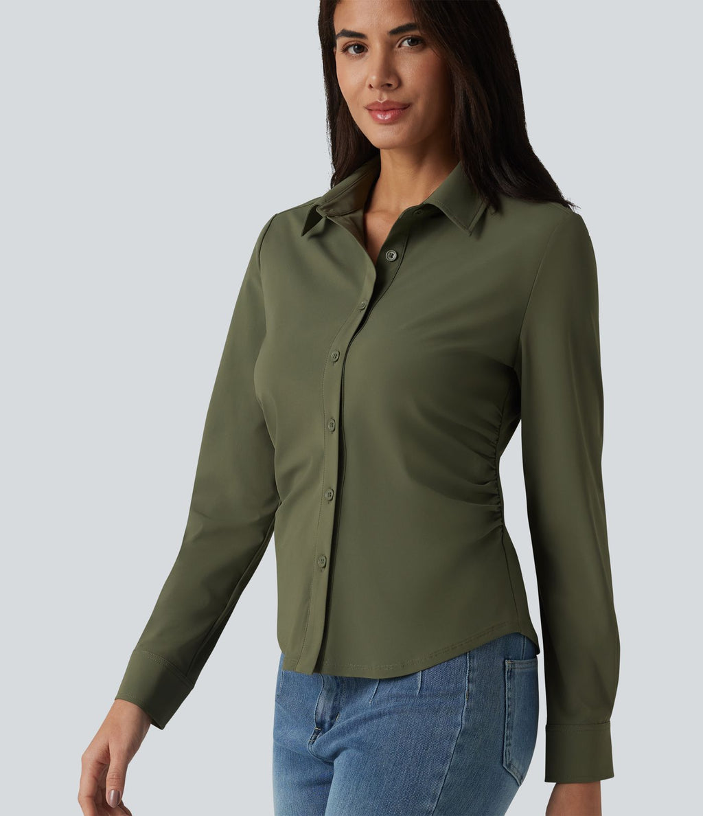 Chemise casual infroissable à manches longues et séchage rapide
