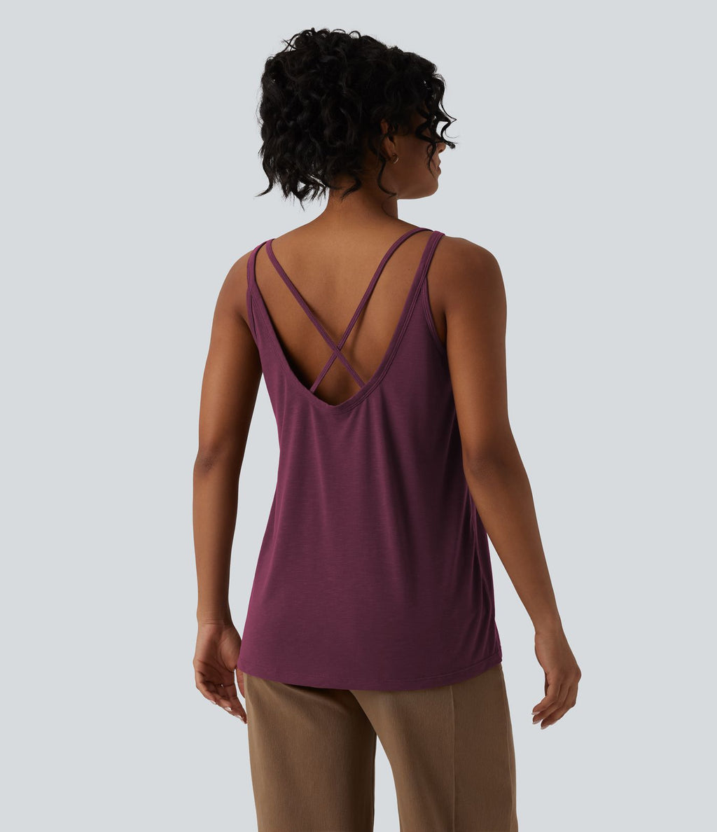 Débardeur casual col U coupe ample