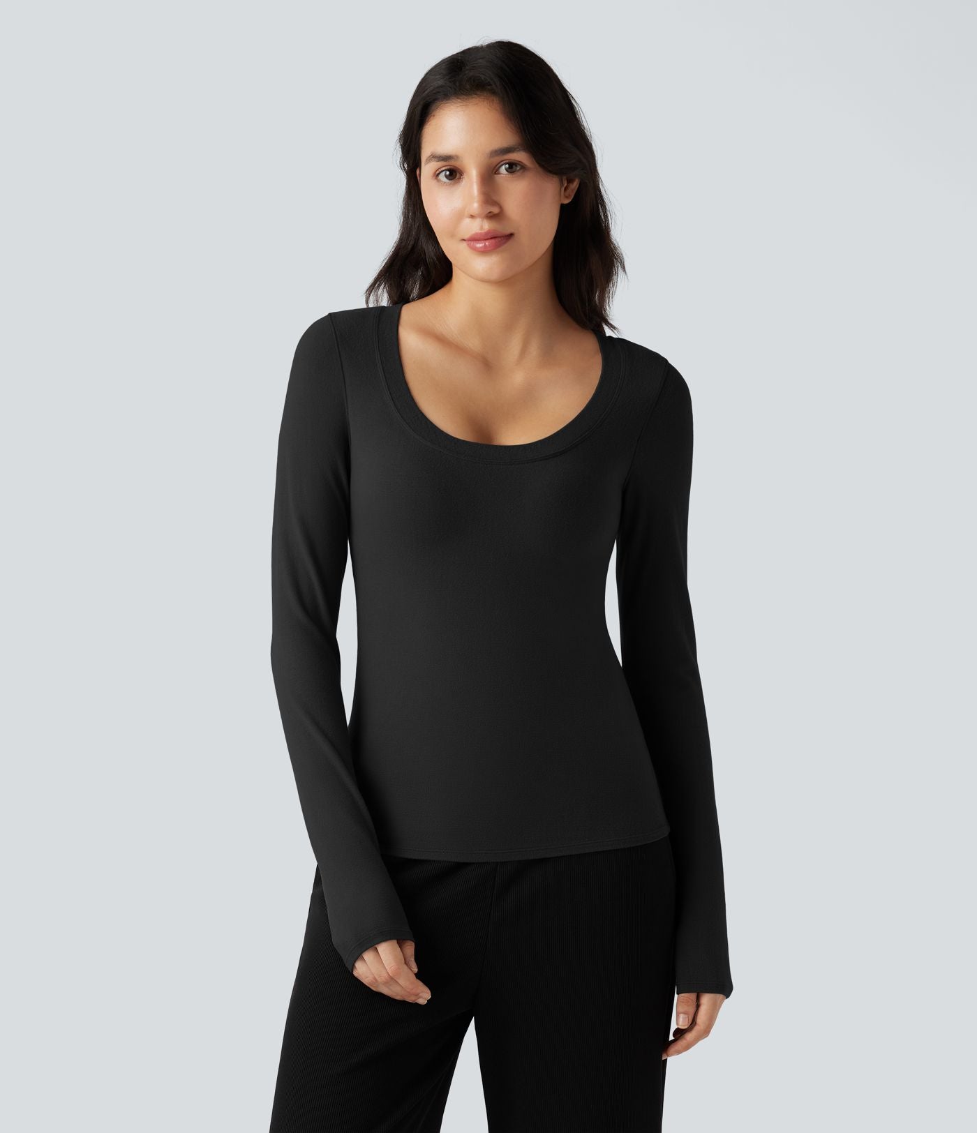Top casual chaud push-up à col arrondi et manches longues - Bonnet A/B