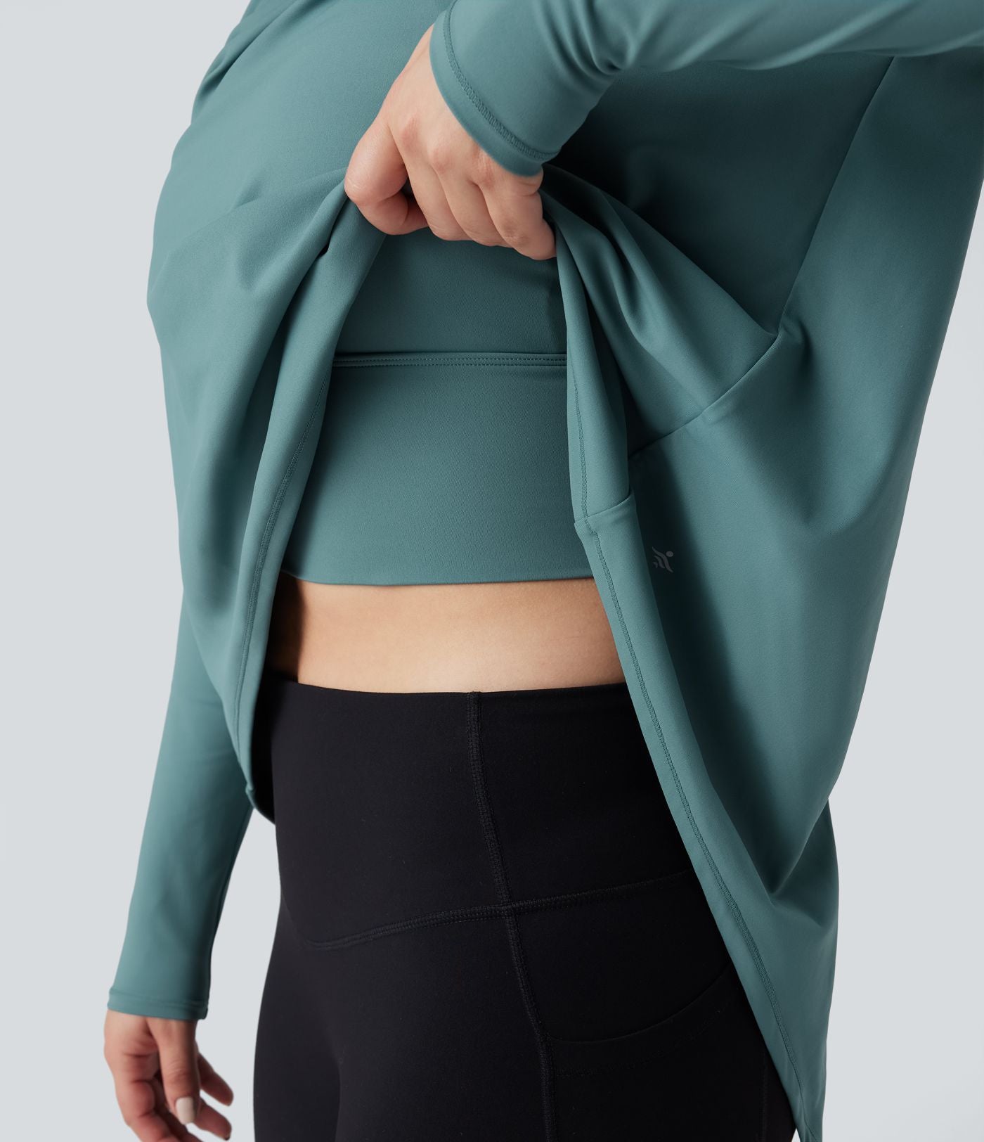 Haut de sport yoga SoftlyZero™ 2-en-1 col rond à manches longues avec nœud au dos et effet frais InstantCool, protection solaire UPF50+