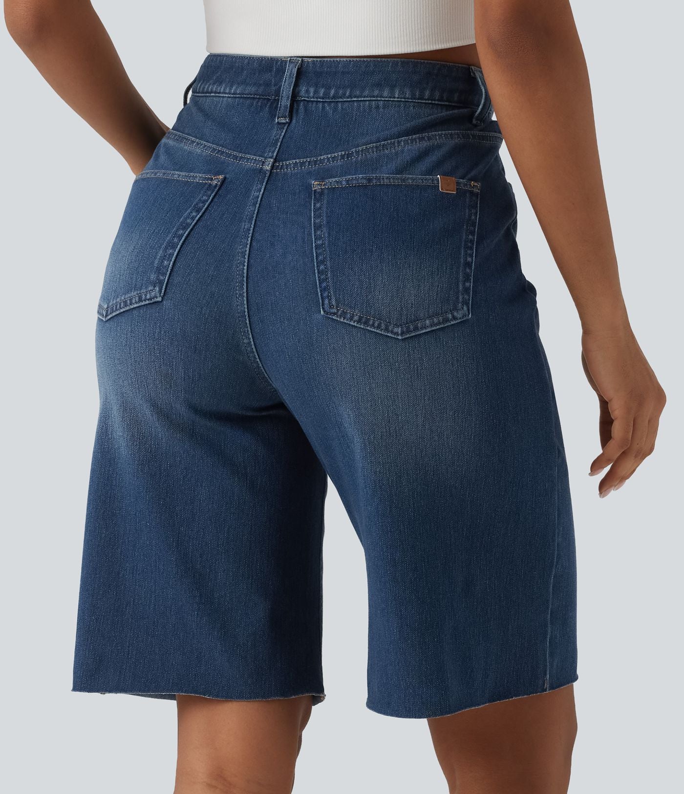 Halara Flex™ Bermuda en denim taille haute ventre plat avec poches