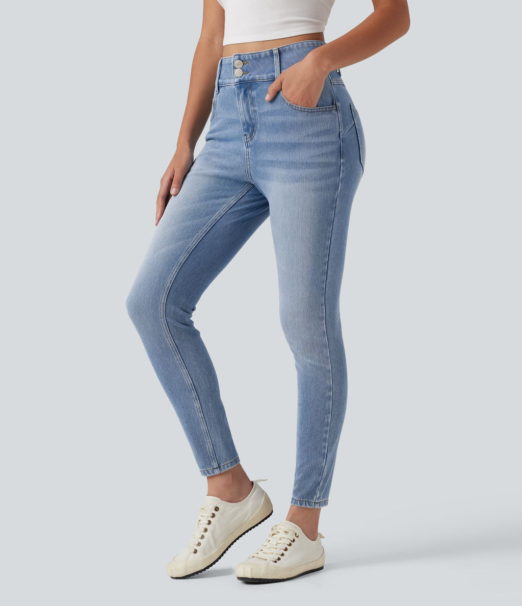 Jean skinny Halara Flex™ taille mi-haute délavé avec poches