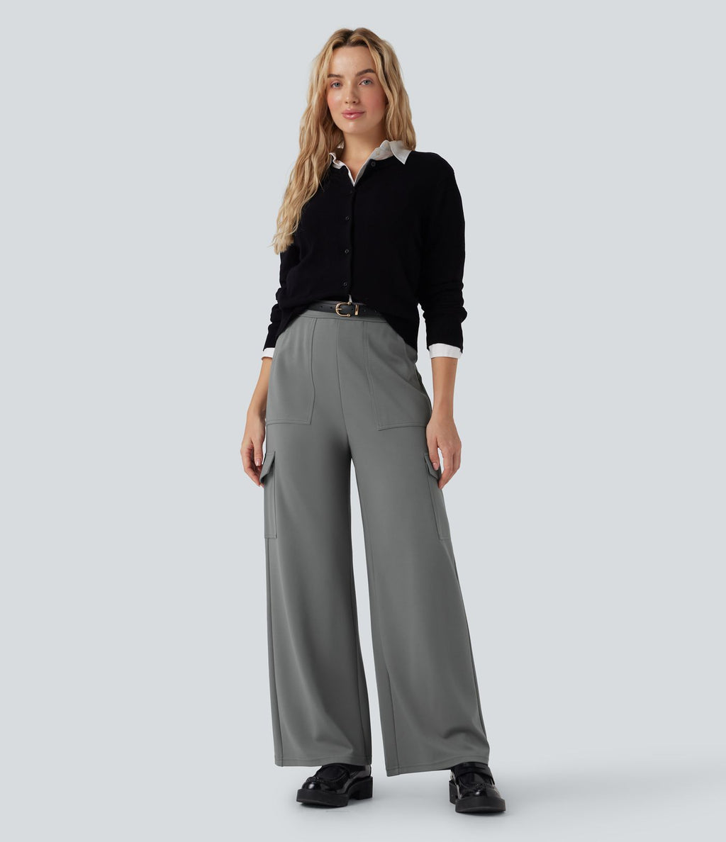 Pantalon cargo de travail coupe droite taille haute Halara Flex™ avec poches