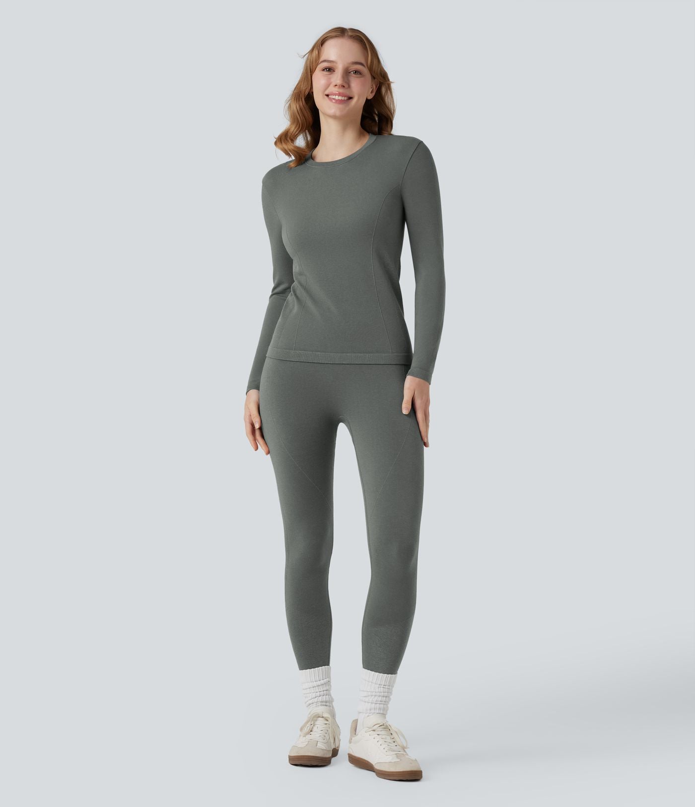 Haut thermique col rond à manches longues sans couture HeatCore OneForm Seamless Flow