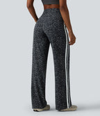 Halara UltraSculpt™ Pantalon de yoga droit taille haute imprimé léopard ventre plat avec bandes latérales et poches