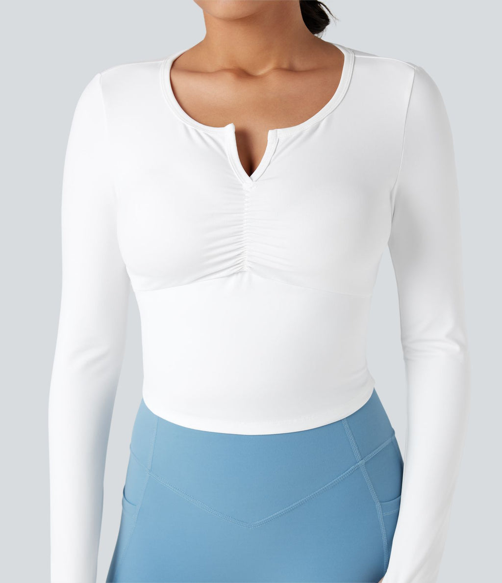 Tops de sport yoga SoftlyZero™ Plush manches longues avec trous pouces