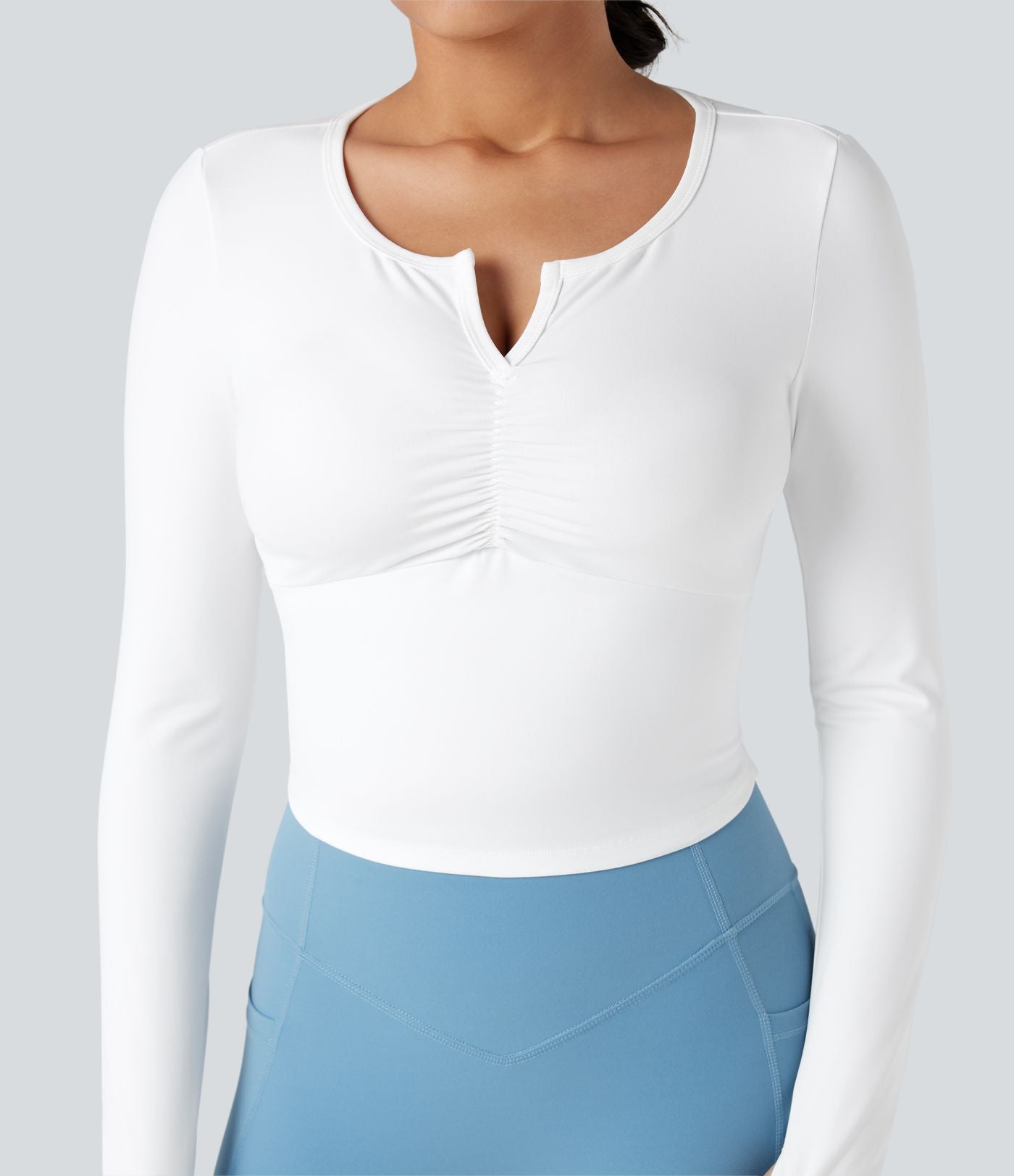 Tops de sport yoga SoftlyZero™ Plush manches longues avec trous pouces