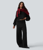 Pull décontracté à col rond et manches bouffantes