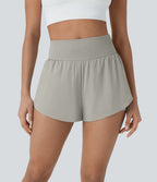 Softlyzero™ QuickDry Short de course à pied 2-en-1 taille haute à ourlet croisé avec pois réfléchissants et poches latérales