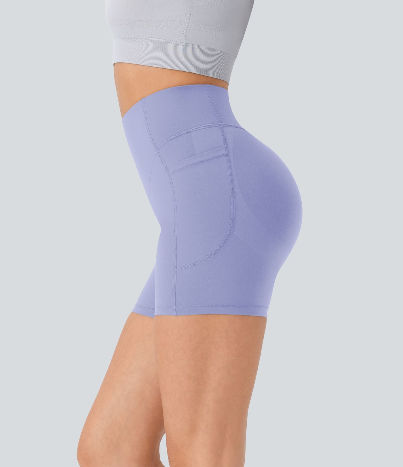 Short cycliste 12,5 cm d'entraînement gainant galbant taille haute avec effet scrunch et poches Halara UltraSculpt™