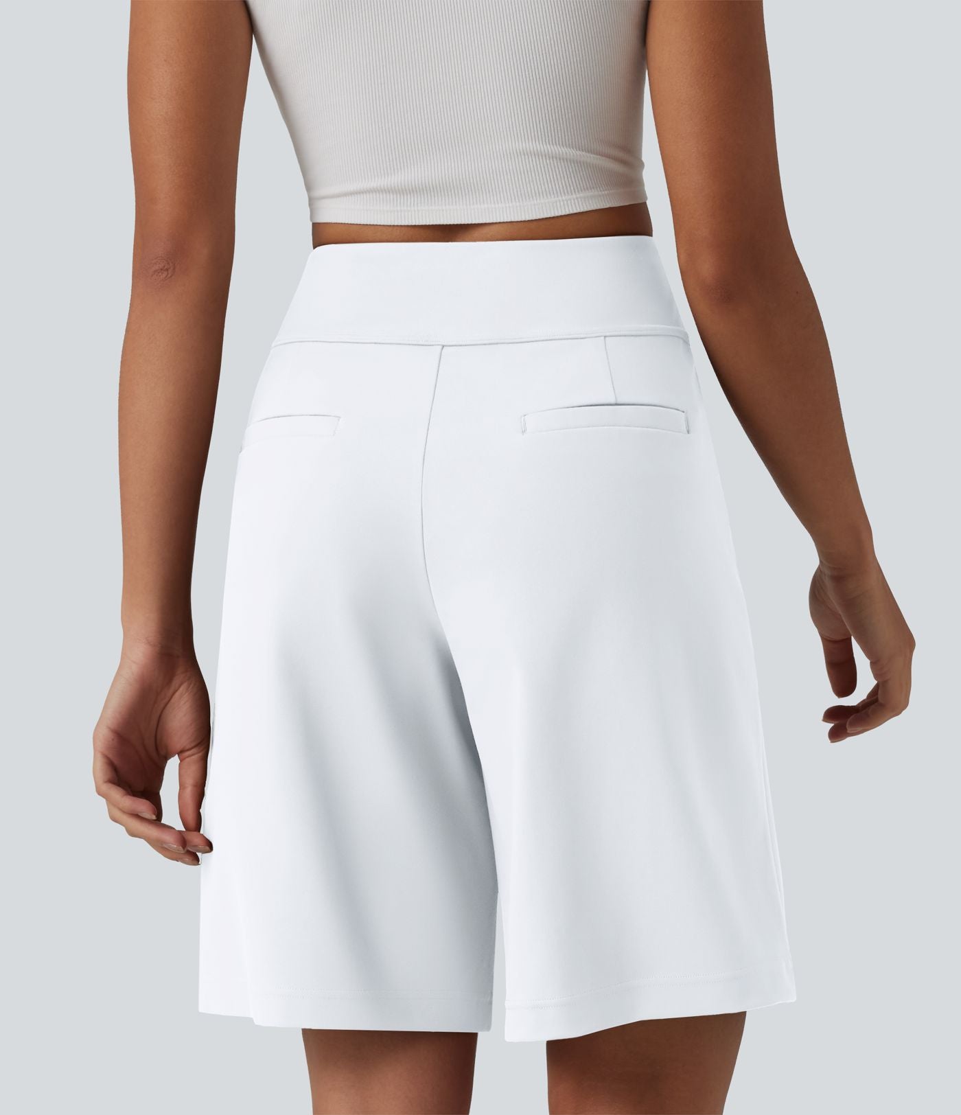 DayStretch Short tailleur bermuda plissé taille haute 25,5 cm avec poches
