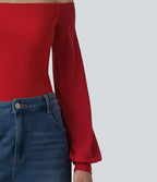 T-shirt SoftlyZero™ Airy décontracté épaules dénudées manches longues en tulle respirant effet frais InstantCool avec brassière intégrée, protection solaire UPF50+