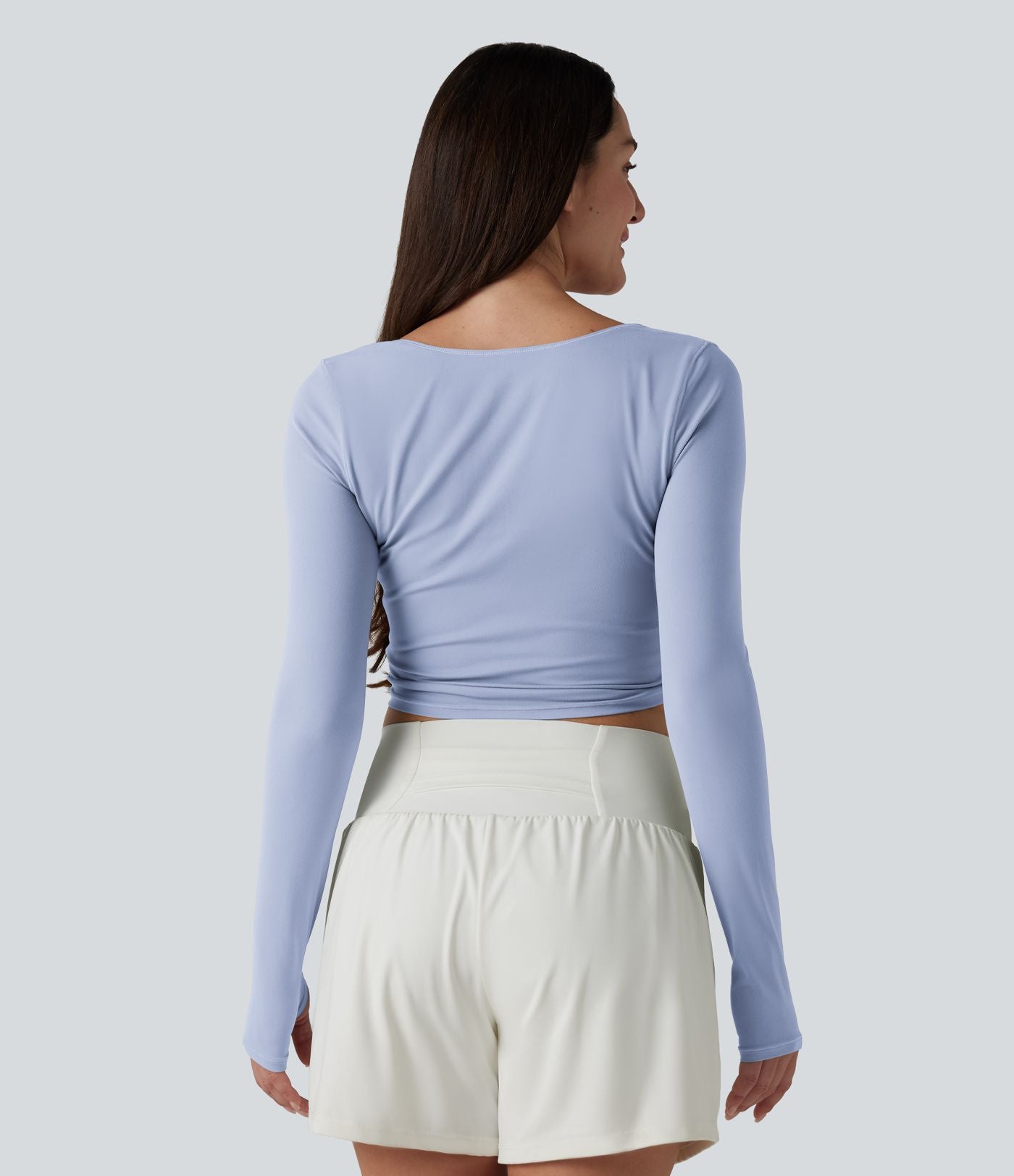 Haut casual SoftlyZero™ cache-cœur à manches longues avec passe-pouces, protection solaire UPF 50+