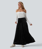 Jupe longue casual trapèze velours taille haute