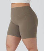 Short cycliste 17,5 cm d'entraînement gainant galbant taille haute grande taille avec effet scrunch et poches Halara UltraSculpt™