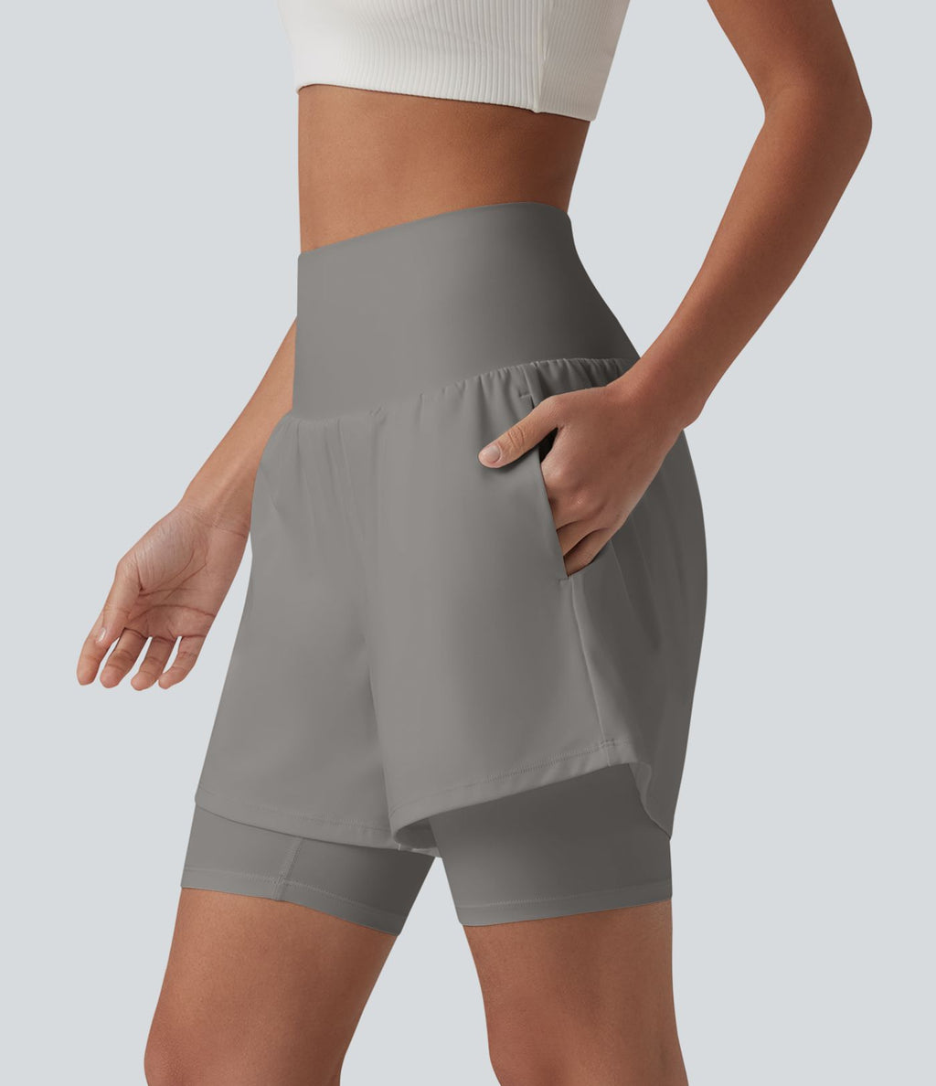 Short de yoga SoftlyZero™ Airy 2-en-1 taille ultra-haute effet frais InstantCool 17,5 cm avec poches