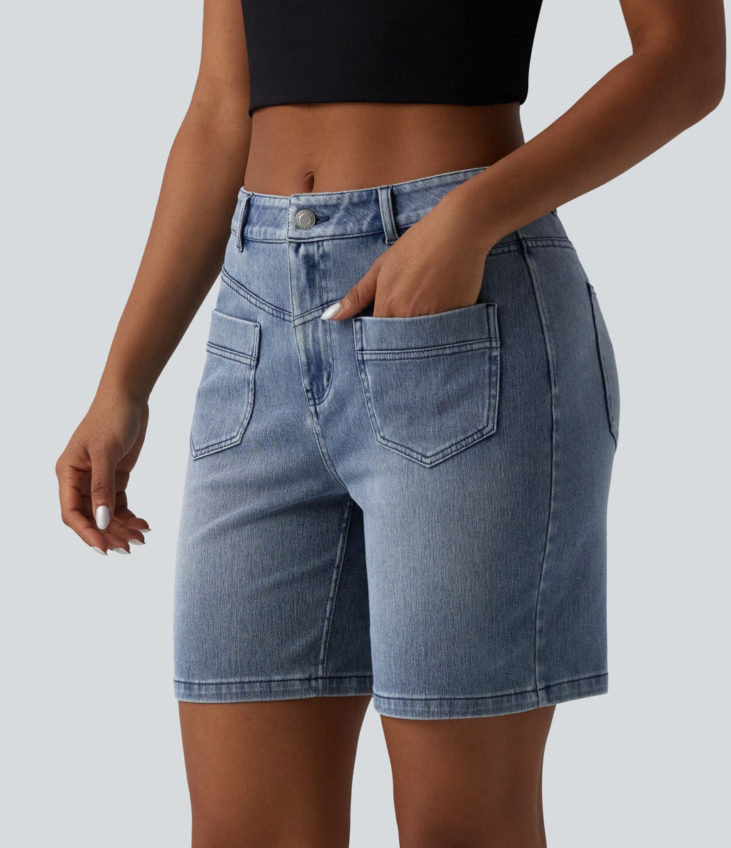 Short denim décontracté Halara Flex™ taille mi-haute 17,5 cm avec poches