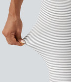 Legging de yoga flare taille haute en V avec dentelle contrastée, rayures et poches
