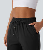 Pantalon cargo de danse taille haute avec cordon de serrage et poches multiples