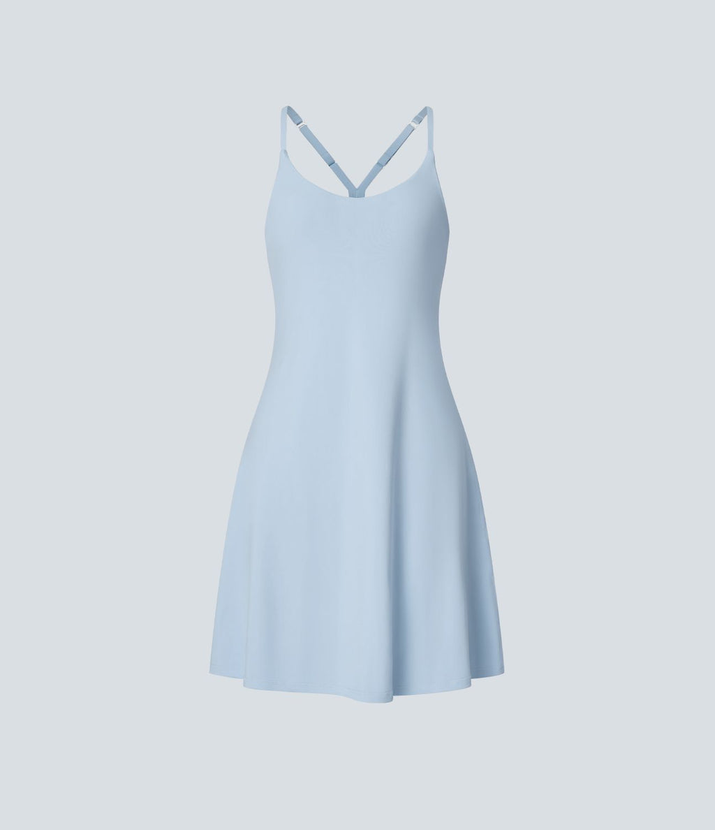 Softlyzero™ Airy Robe Sport de Yoga Plus Longue Dos Nu Découp Bretelles Réglables et Poches