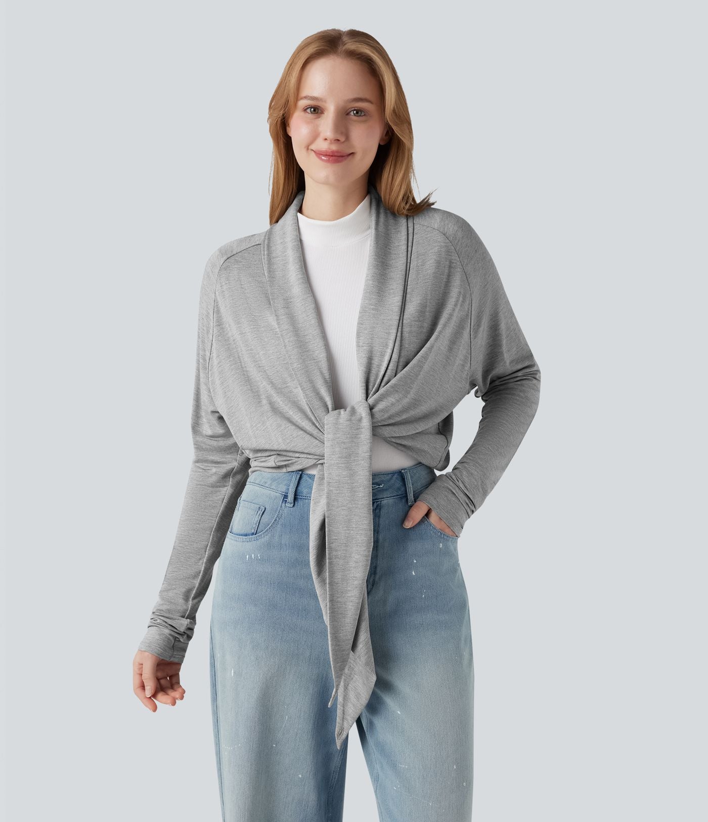 Haut cache-cœur manches raglan longues