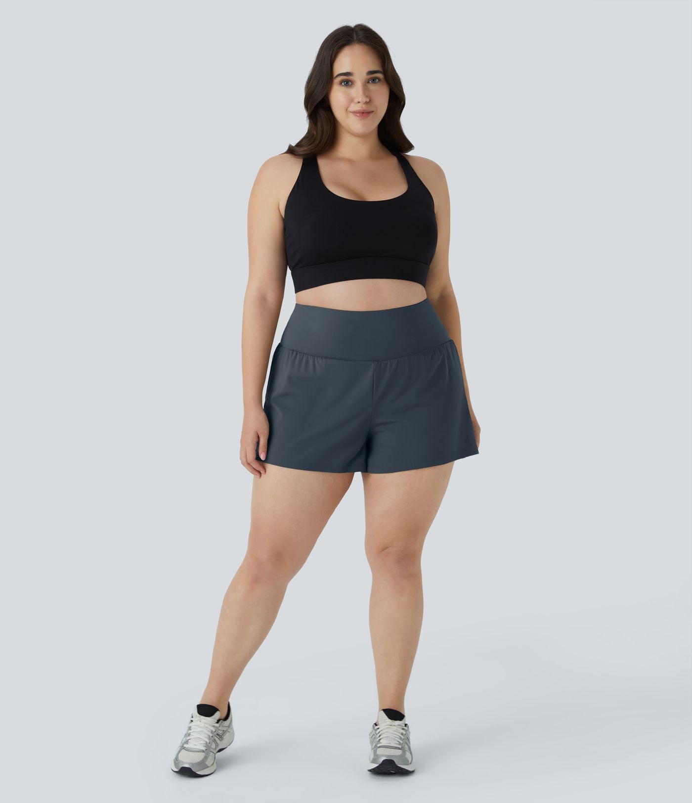 Short 8,8cm Sport Grande Taille 2 en 1 avec Poches Arrière et Poches Latérales Cachées