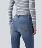 Jean skinny 7/8 décontracté taille mi-haute délavé Halara Flex™ avec poches