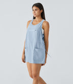 Breezeful™ Robe Sport Randonnée Mini Séchage Rapide 2 Pièces Dos Nu Poches Multiples Cordon de Serrage