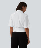Haut SoftlyZero™ à revers pour le bureau, manches courtes, taille cintrée, protection solaire UPF50+
