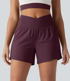 Short de yoga SoftlyZero™ Airy croisé taille haute 2-en-1 effet frais InstantCool 12,5 cm avec poches