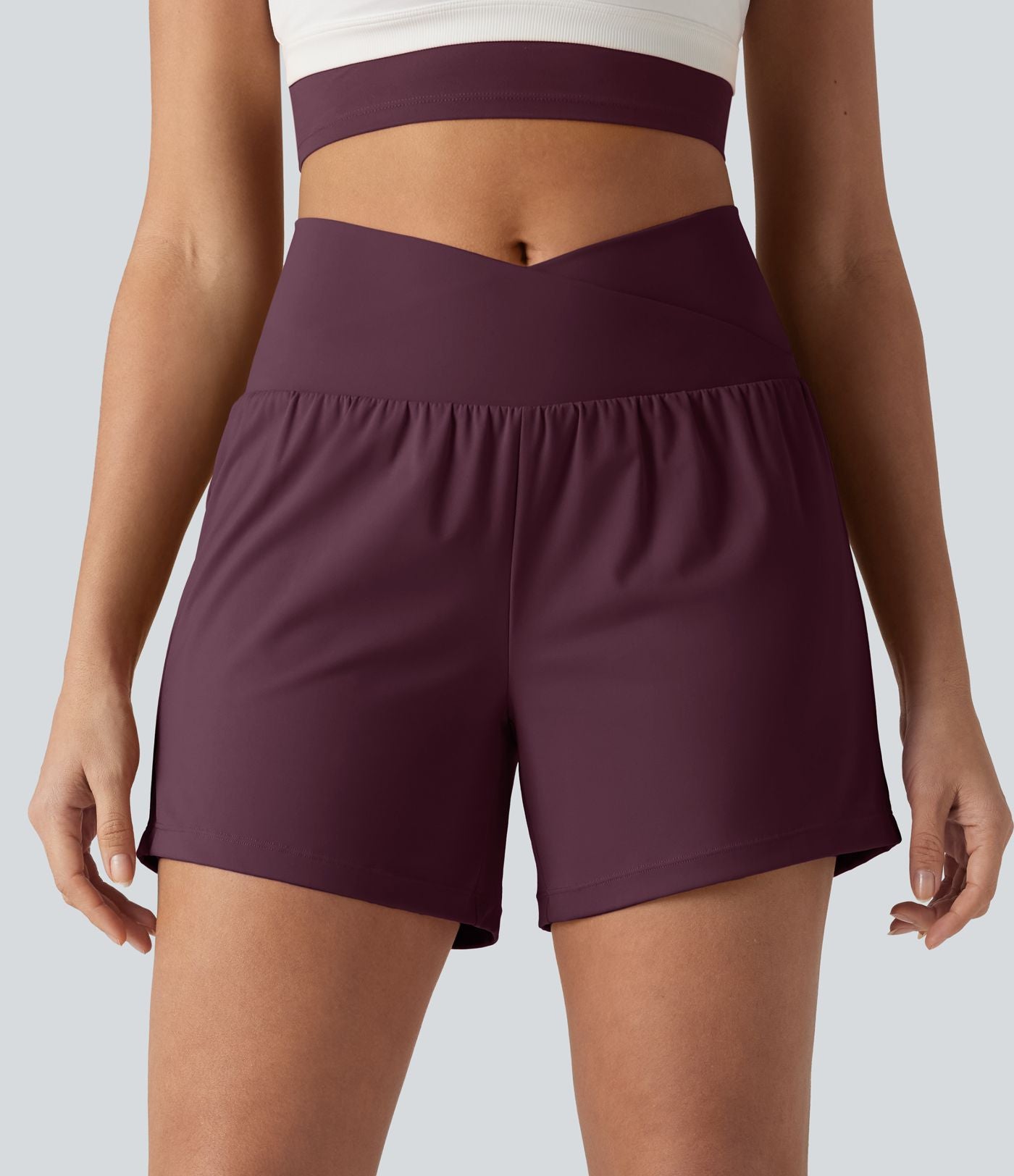 Short de yoga SoftlyZero™ Airy croisé taille haute 2-en-1 effet frais InstantCool 12,5 cm avec poches