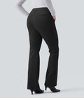 Pantalon tailleur évasé taille haute avec poches