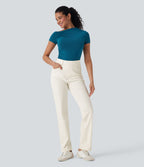 Halara Flex™ Jean casual délavé jambe droite taille haute gainant avec poches