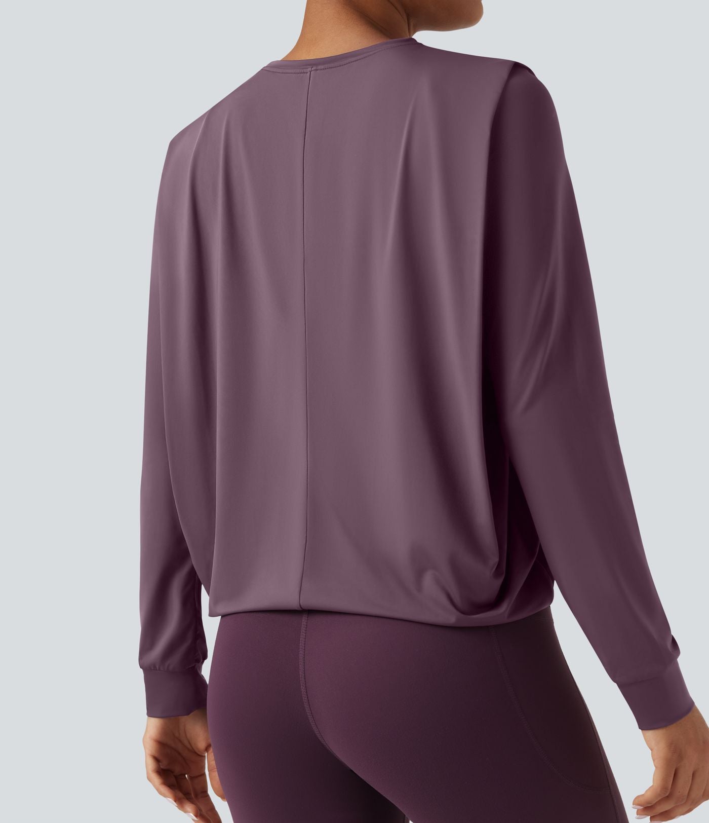Haut de sport yoga col rond manches longues froncé - UPF50+