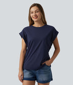 T-shirt casual à col rond et manches courtes