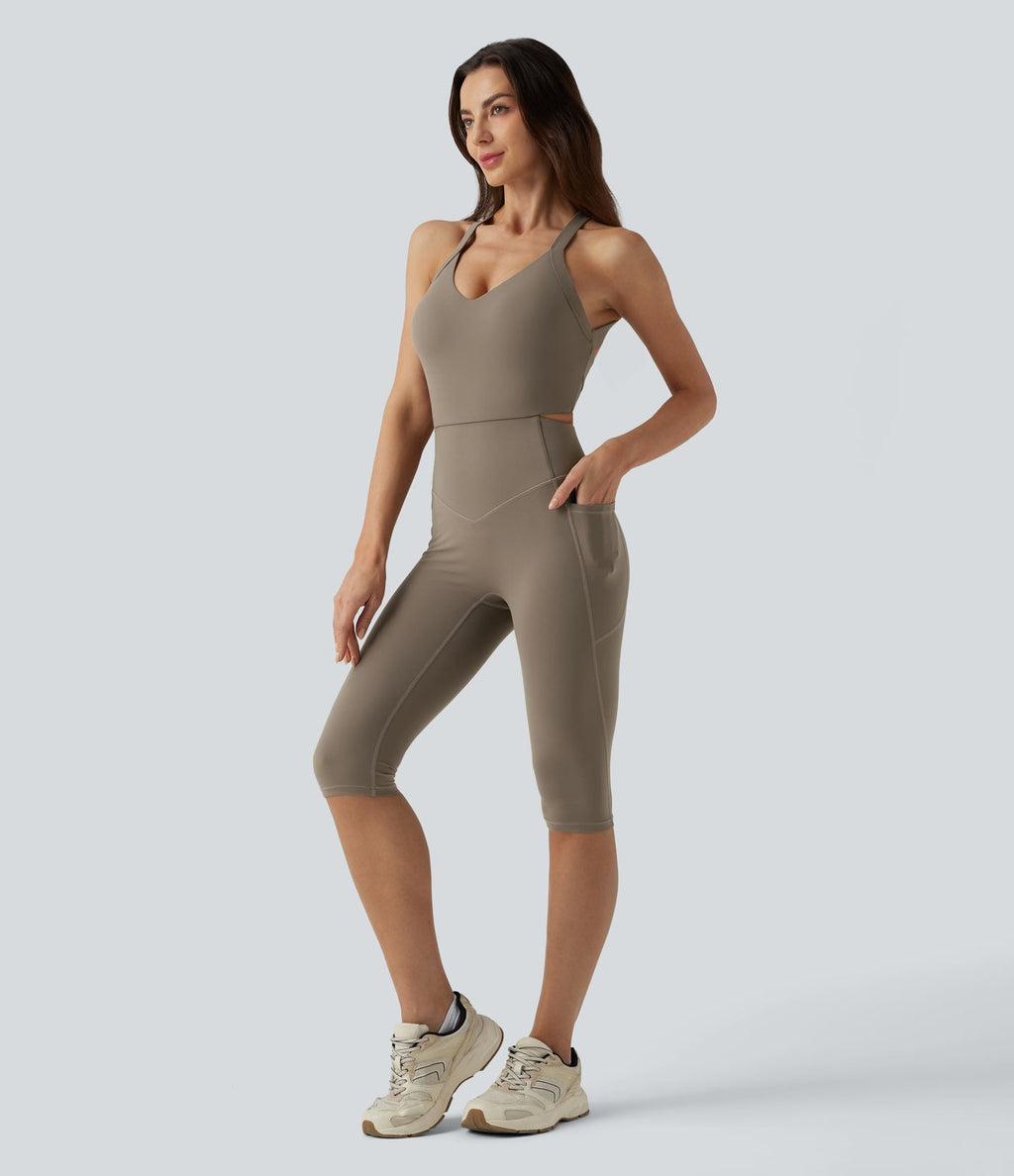 Combinaison moulante dos nu Halara UltraSculpt™ gainante et gainante avec poches - Édition Easy Peezy