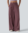 Pantalon casual ample taille mi-haute avec poches