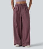 Pantalon casual ample taille mi-haute avec poches