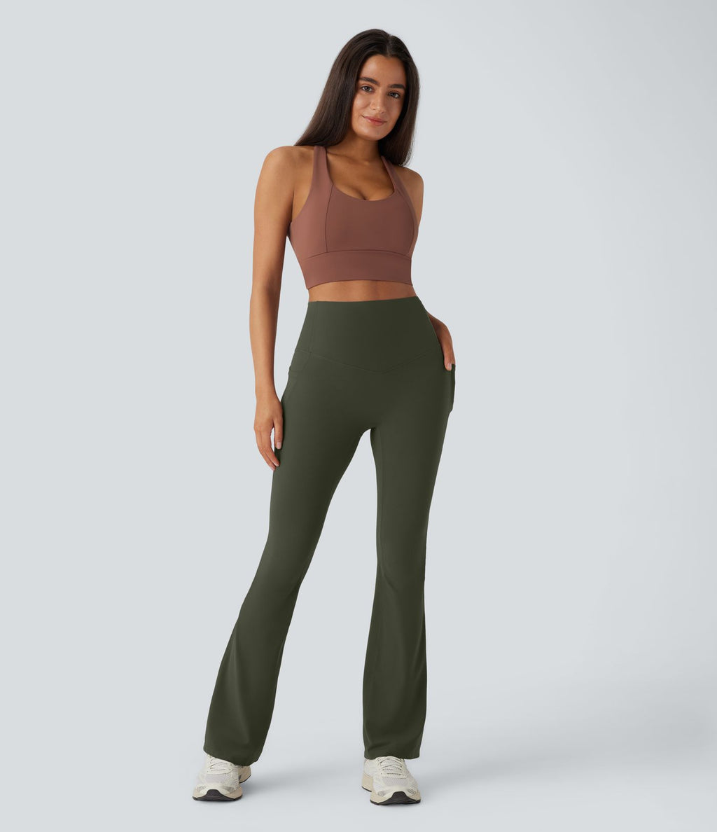 Pantalon de yoga à coupe bootcut gainant taille haute avec poches Halara UltraSculpt™