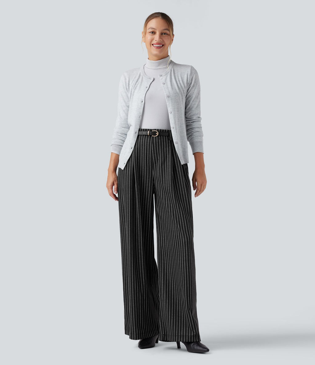 Pantalon de travail Halara Flex™ ample à rayures, taille haute, avec poches