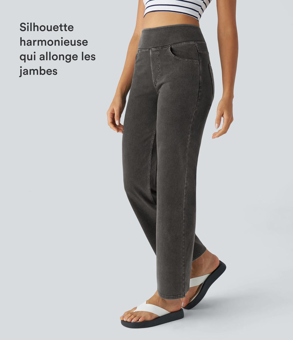 Halara Flex™ Jean Droites Travail en Maille Extensible Taille Haute Plusieurs Poches