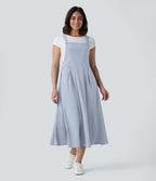 Robe mi-longue décontractée fluide Breezeful™ séchage rapide avec bretelles ajustables, boutons et poches multiples