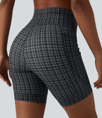Halara UltraSculpt™ Short de cycliste yoga à carreaux taille haute 17,5 cm avec cordon de serrage et poches