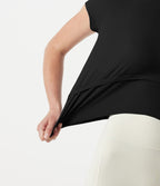 Haut de sport de running Halara UltraSculpt™ Cool, séchage rapide, col rond, manches courtes, ourlet asymétrique haut-bas, coupe ample — UPF50+