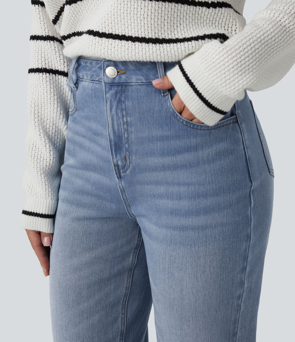 Jean droit 7/8 décontracté Halara Flex™ taille haute avec poches